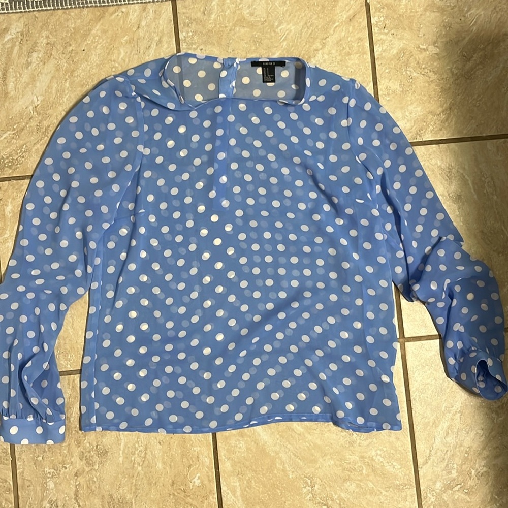 Polka dot sheer long sleeved top